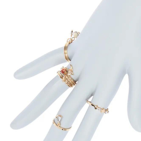 Gold Stacker Rings Evil Eye Stacker Ring Set CZ Gold Rings Diamonds Crystals NEW - Picture 7 of 7